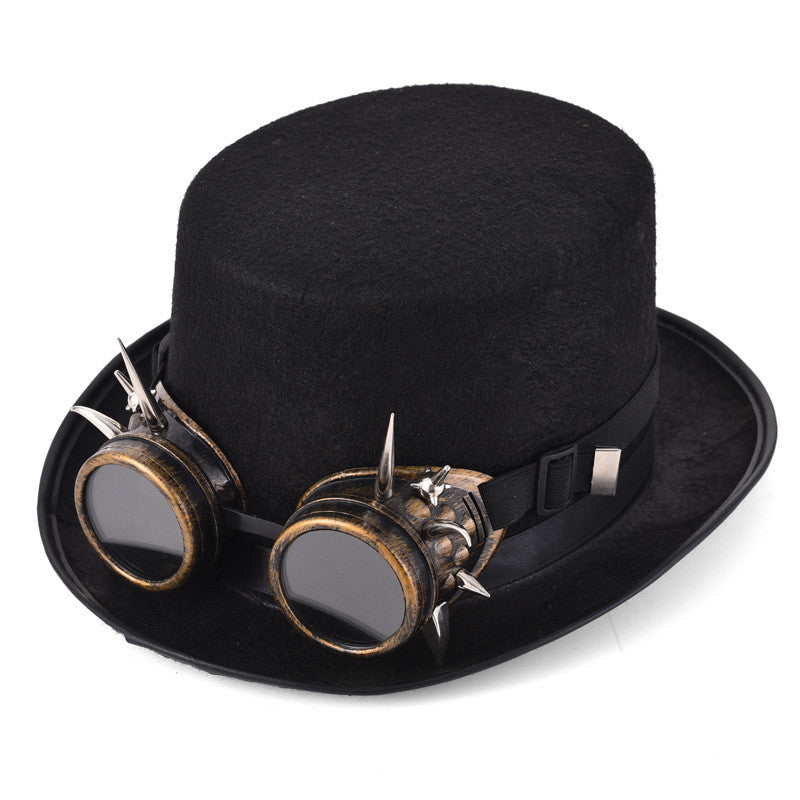 Lunettes de rivet Steampunk Chapeau supérieur Goth Punk Chapeau magique Accessoires de vêtements rétro