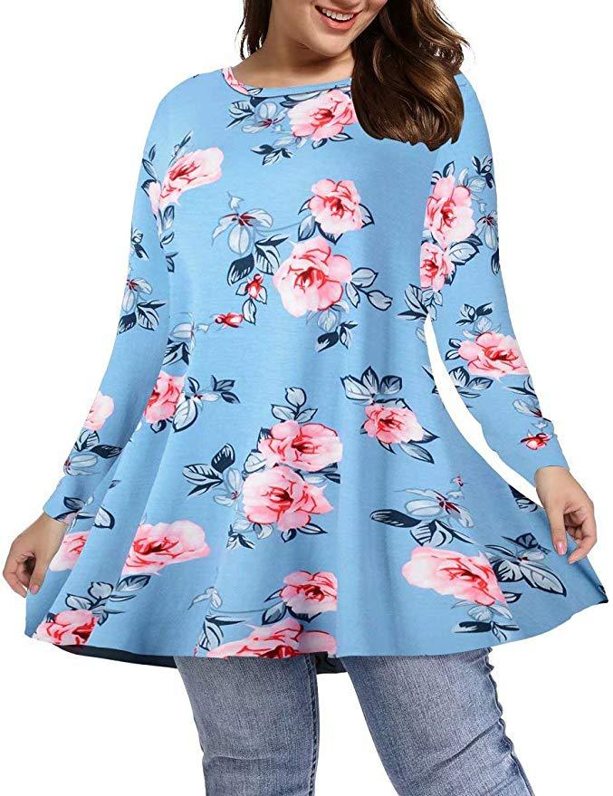 Ceinture longue manches Top Plus-size Relaxed Fit