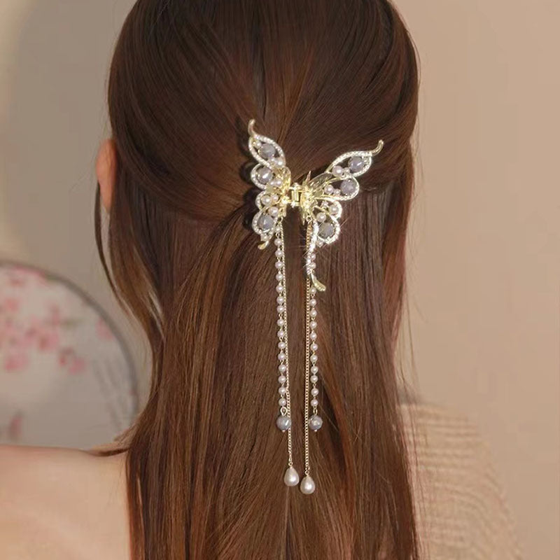 Mode femme Tempérament Bow Tassel Grab Clip