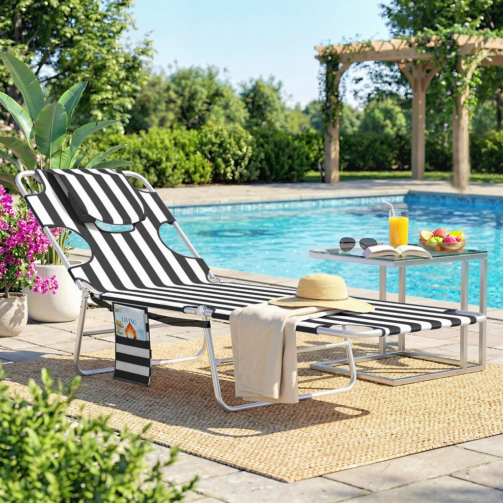 Chaise de tannage avec trou de visage