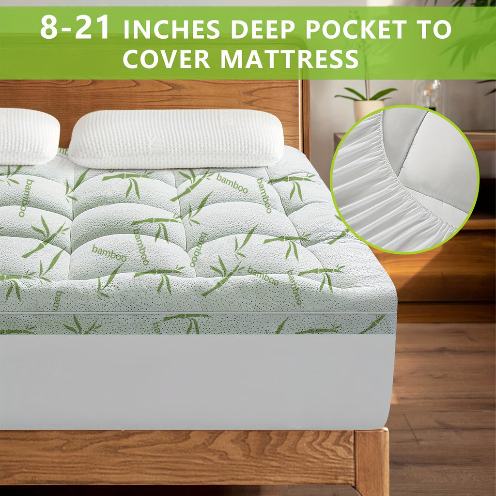 Cool Bamboo Matelas Topper Super Épaisseur Respirant Bamboo Fibre Microfibre Remplir 8 21 Deep