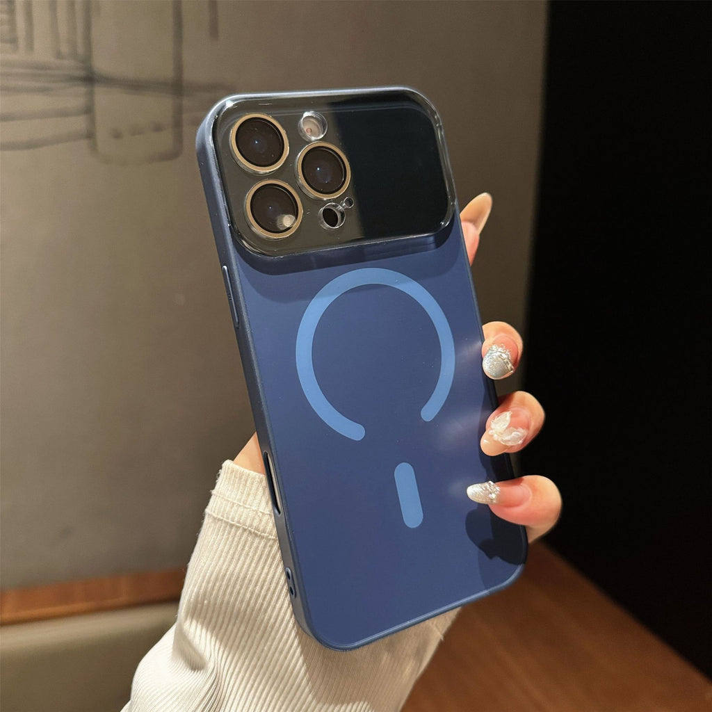 Grande fenêtre cas de téléphone magnétique givré