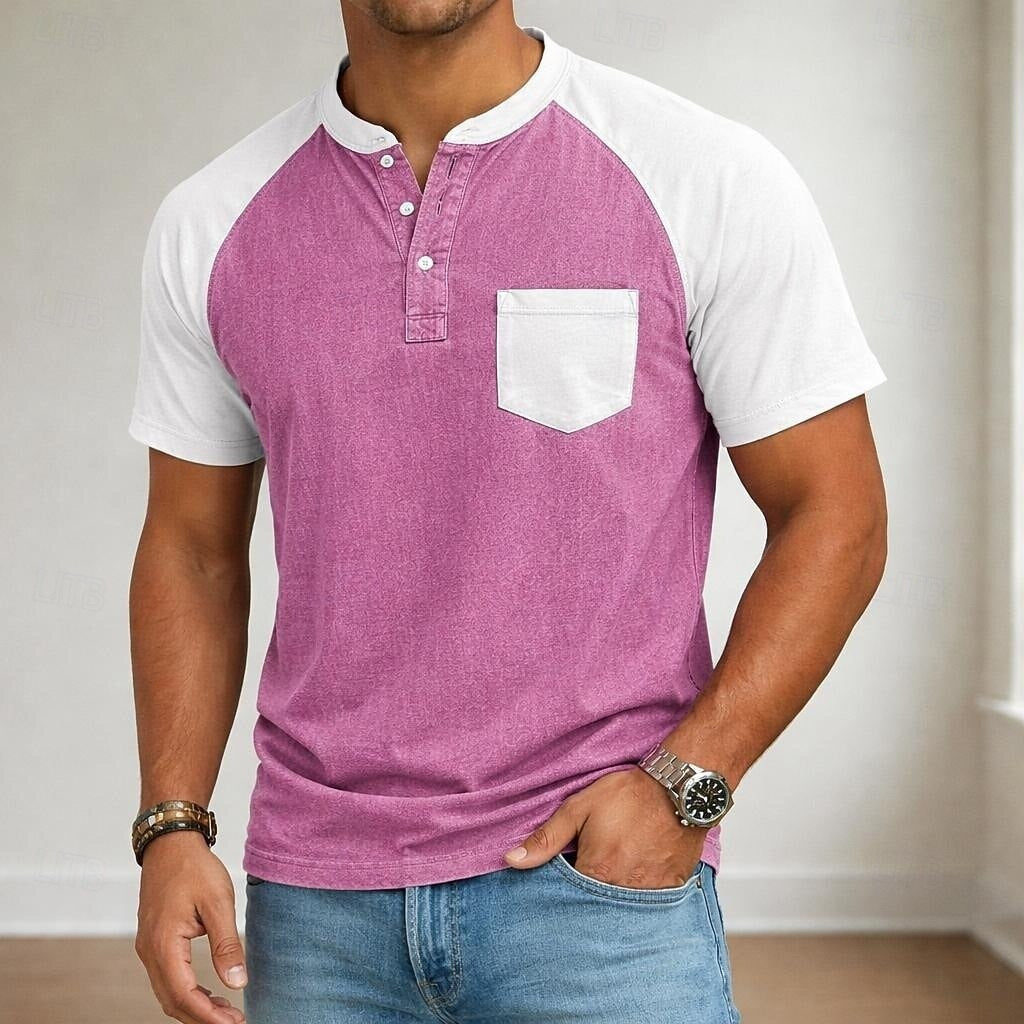 Men's polo shirt with a classic Henley collar