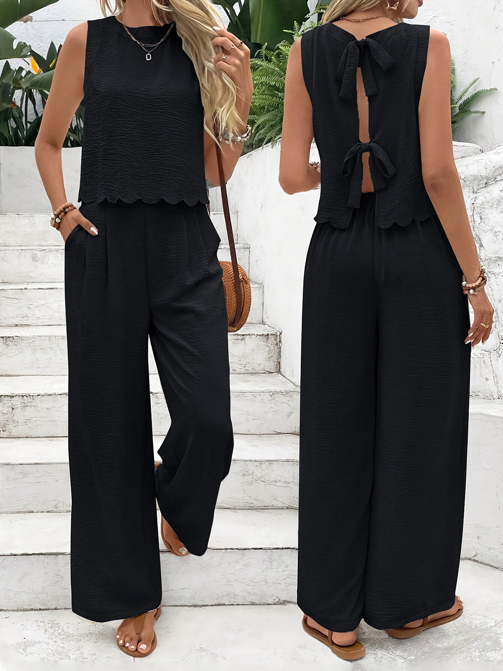 Ensemble de pantalons d'été sans manches et de pantalons occasionnels pour femmes européennes et américaines