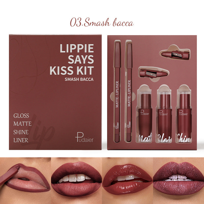 Lip Glaze Lip Matte Dewy and Shimmering Lipstick Gift Set 5 pièces