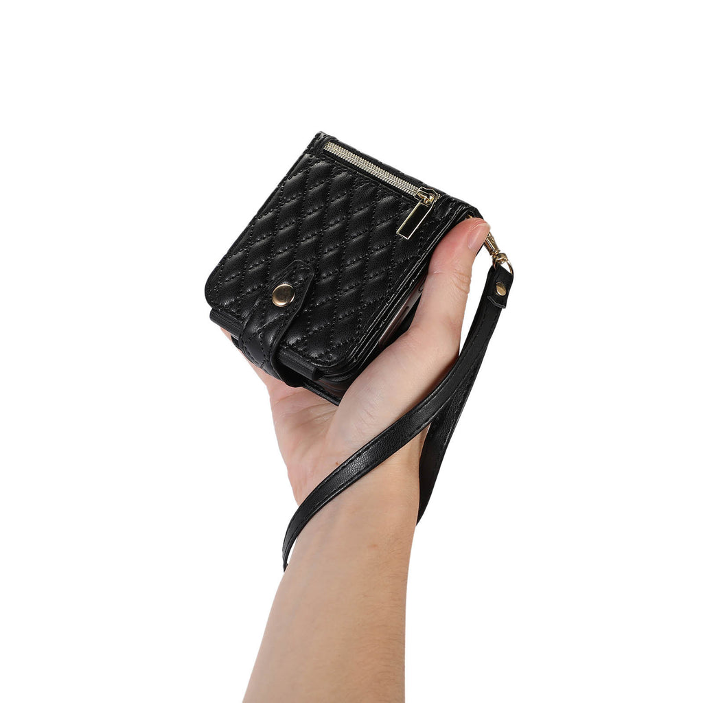 Étui en cuir plongeant sur une épaule couverture de téléphone zipper sac Flip