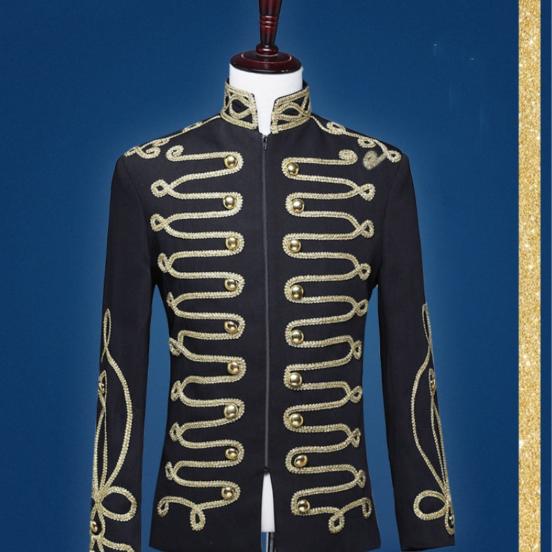 Robe de l'armée de court pour hommes en or noir