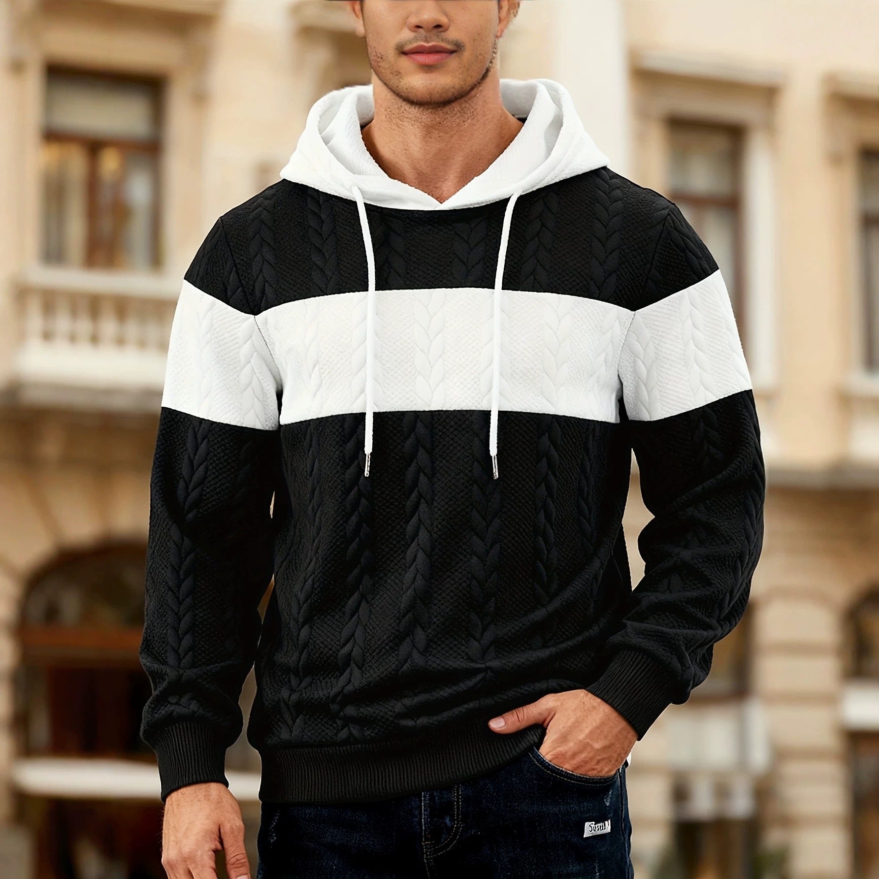 Sweat-shirt en cuir de couleur pour hommes