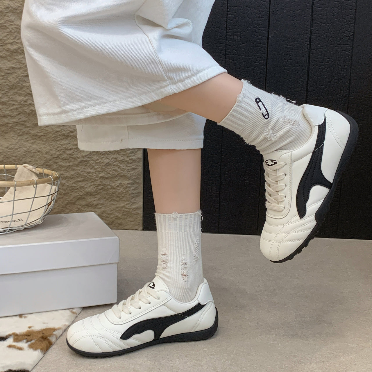 Automne Arrivées Rond Toe Retro Allemand Trainer Chaussures