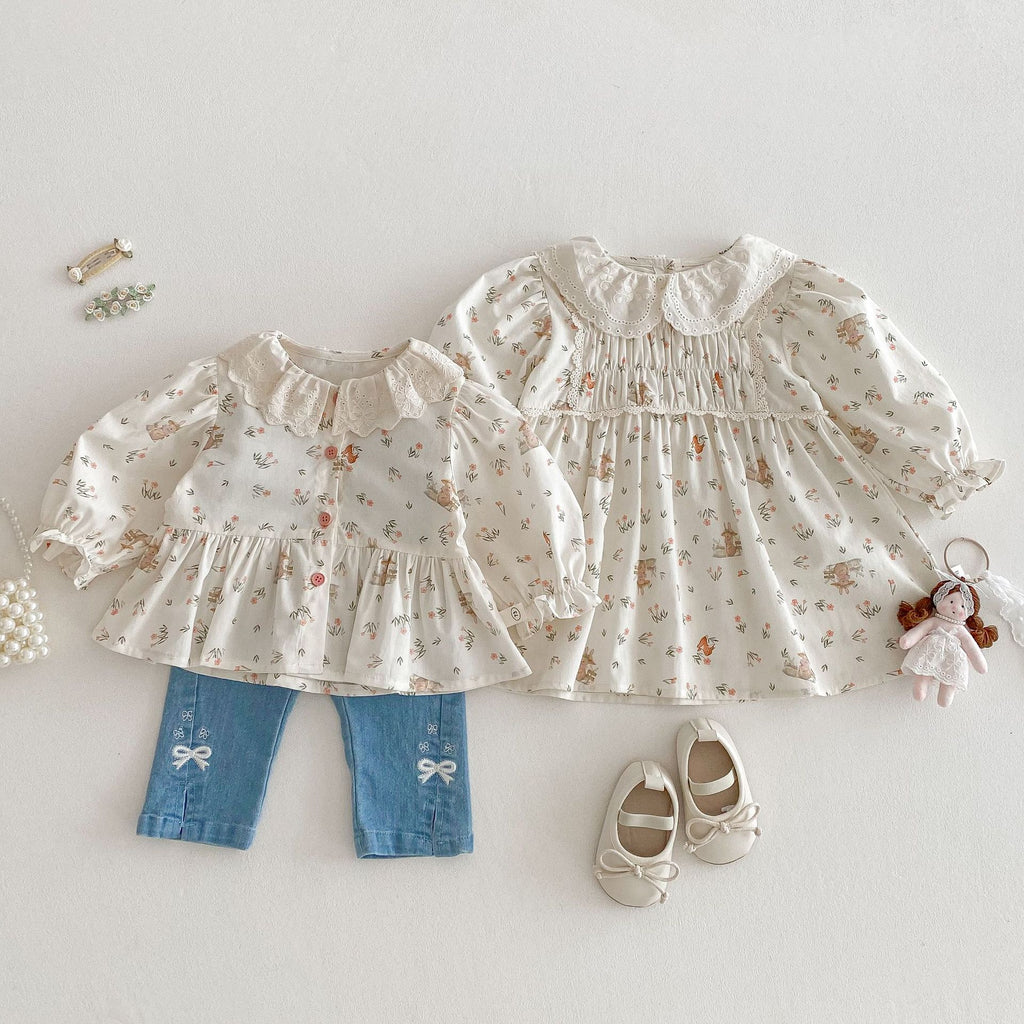 Bébé Saison Coréen Style Lapin Robe de Princesse Florale