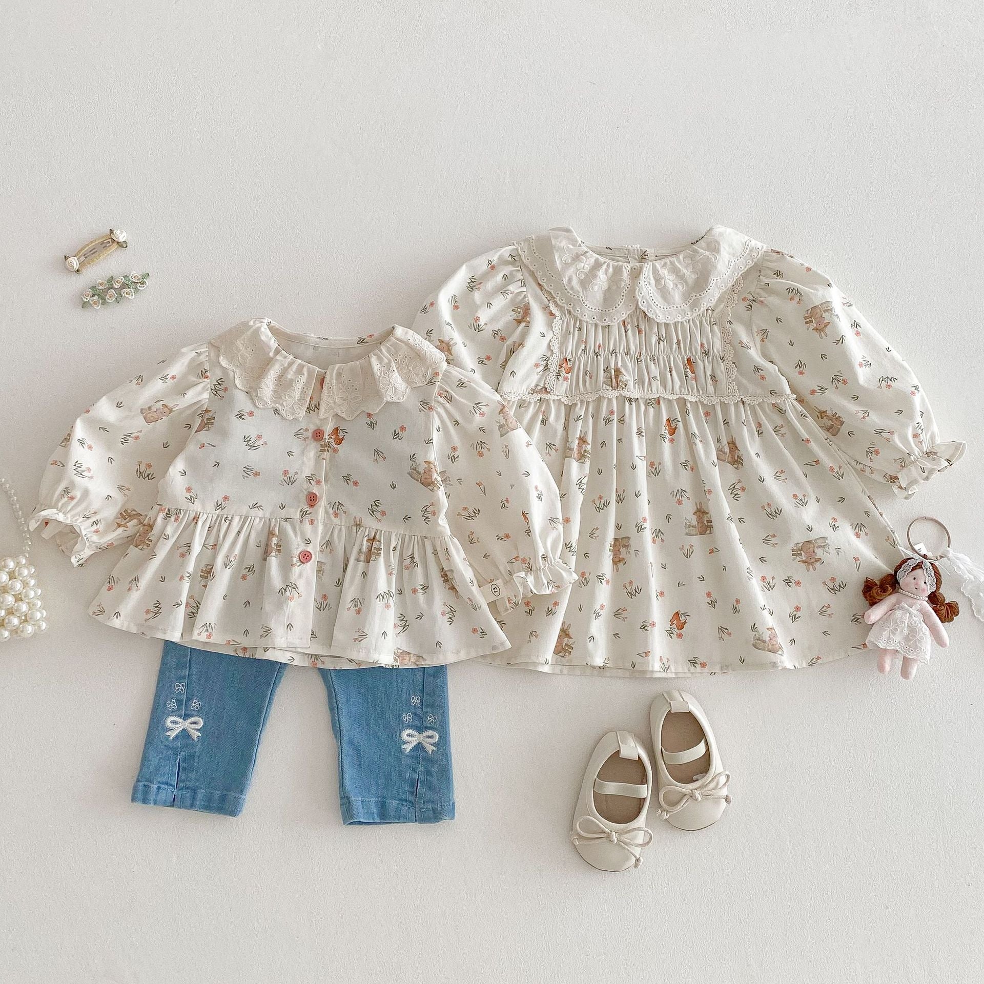 Bébé Saison Coréen Style Lapin Robe de Princesse Florale