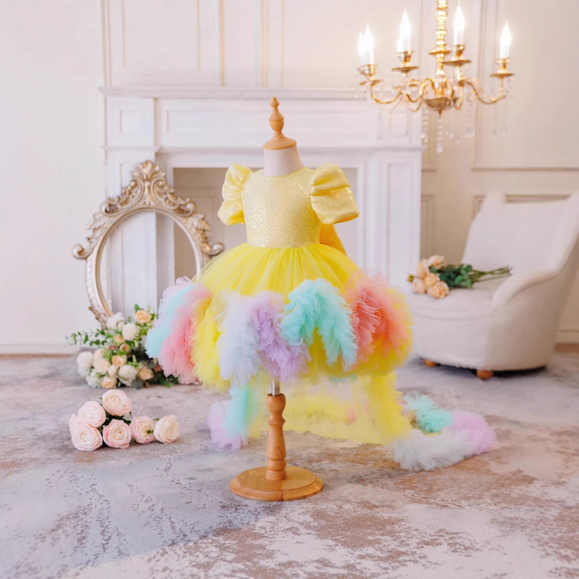 Robe de princesse tutu arc-en-ciel pour filles - Gonflement de piste pour les enfants