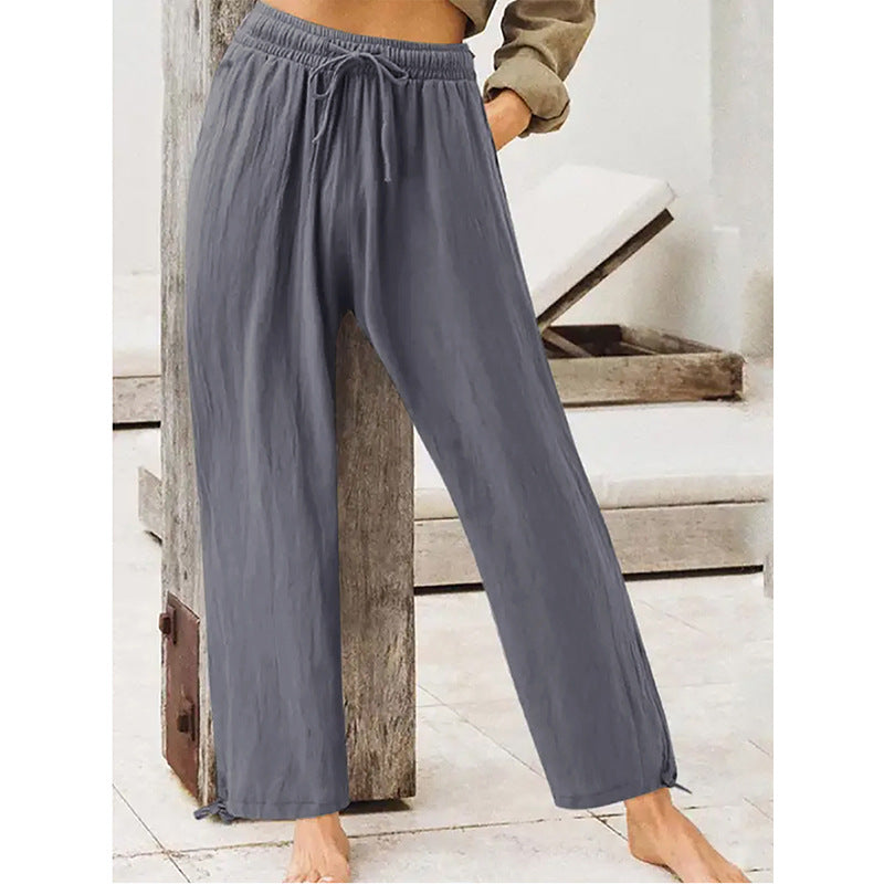 Pantalons d'été à domicile pour femmes en couleur solide