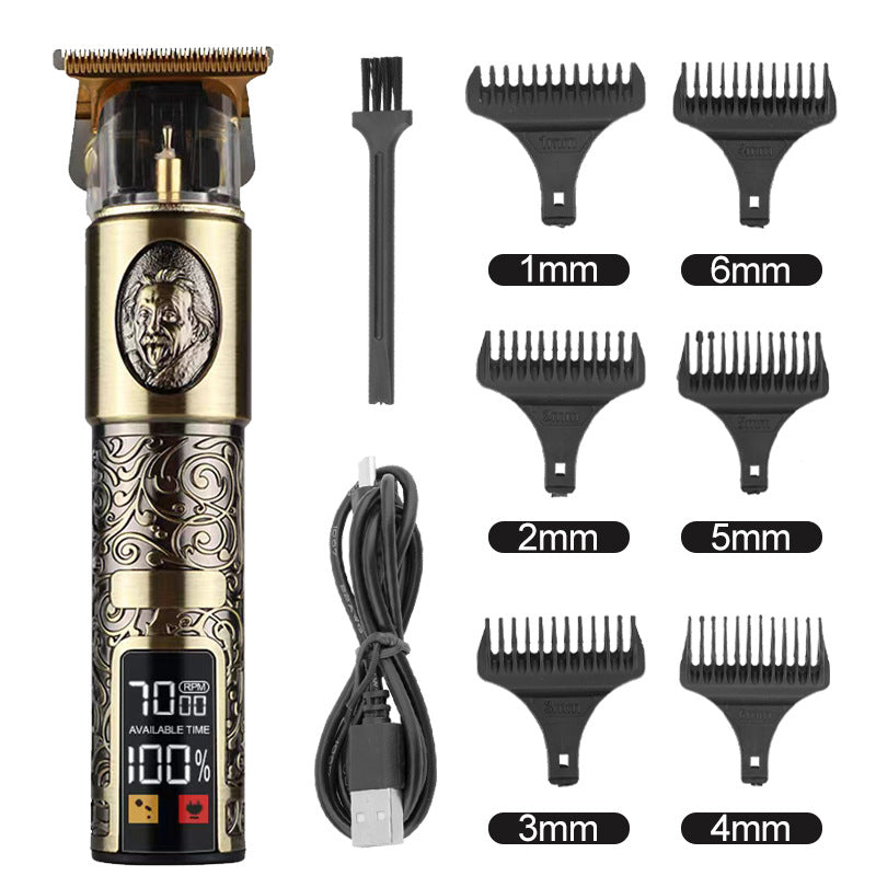 Clipper électrique électrique cheveux Cutter Retro huile gravure tête