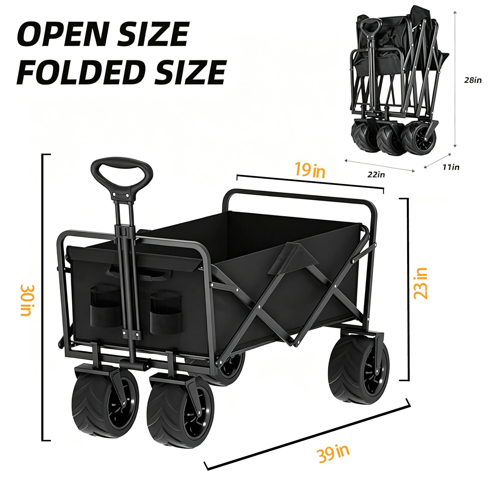 Remorque de Camp multifonctionnelle pliable Grande capacité Camping en plein air Plage Trolley Availab