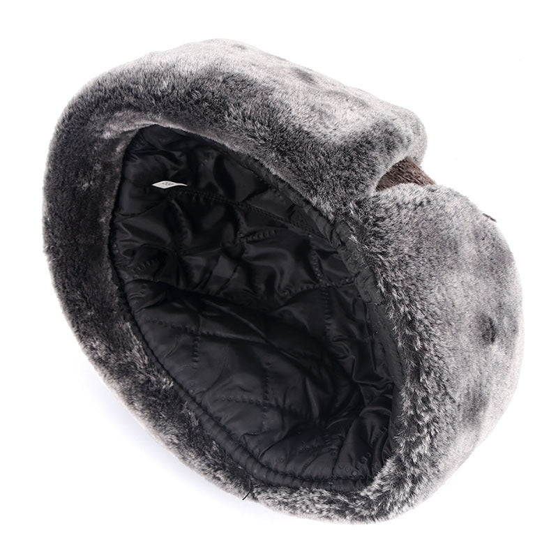 Chapeau senior en cuir Pu moyen et vieux avec velours chaud et coupe vent