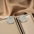 Boucles d'oreilles carrées en résine ronde argentée Boucles d'oreilles vintage française style froid