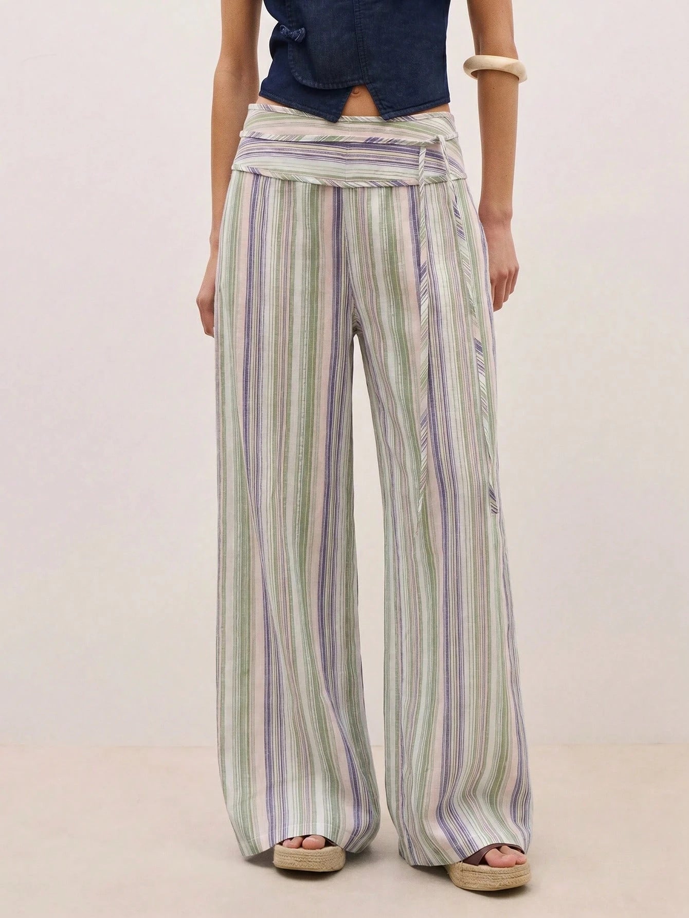 Pantalons rayés avec un ajustement doux et confortable large jambes