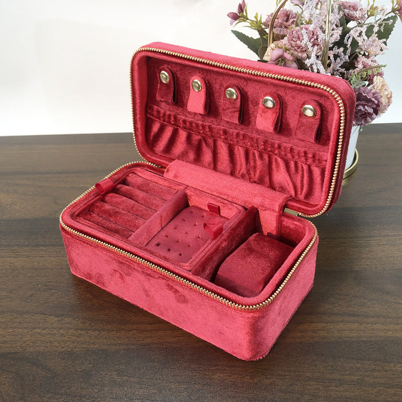 Boîte à bijoux Velvet à deux étages avec compartiments