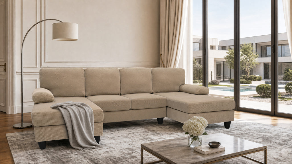 Nubby tapisserie U-Shaped Sofa