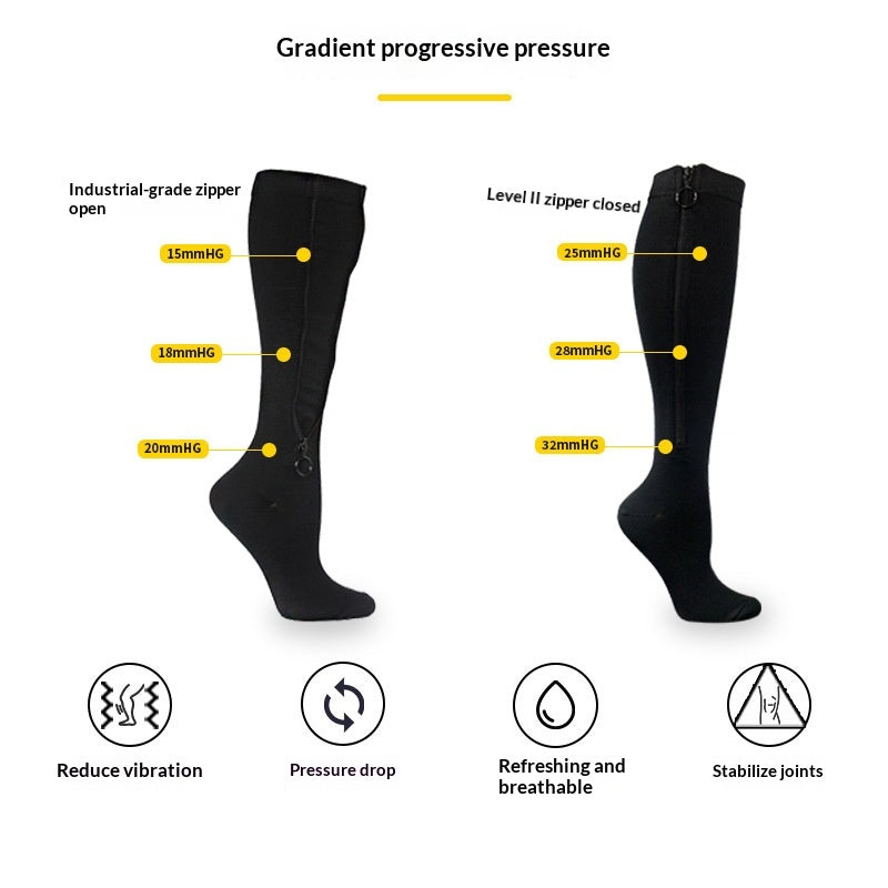 Chaussettes de calf à compression zippée de plus grande taille