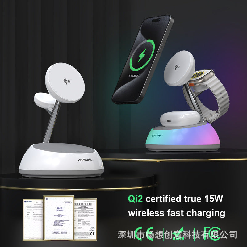 Chargeur de téléphone 4-en-1 sans fil magnétique multifonctionnel