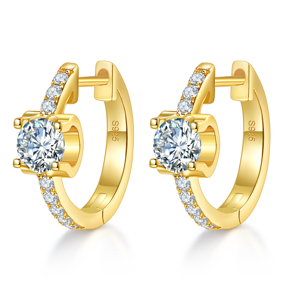 S925 Argent Sterling 1.24CT Boucles d'oreilles Moissanite Hoop 16,5 mm plaqué platine Hougie Hoops W