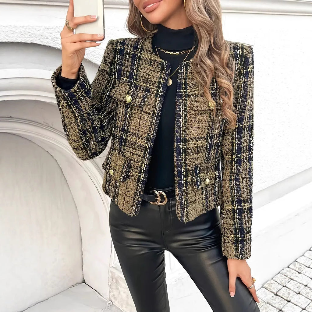 Veste courte en laine tissée enroulée style Chanel