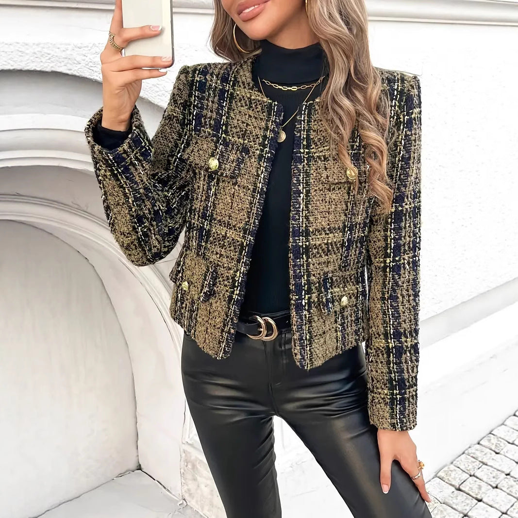 Veste courte en laine tissée enroulée style Chanel