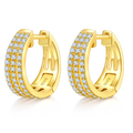 4.8g S925 Boucles d'oreilles en argent sterling en moissanite boucles de 17mm en trois rangées avec boucles de pave