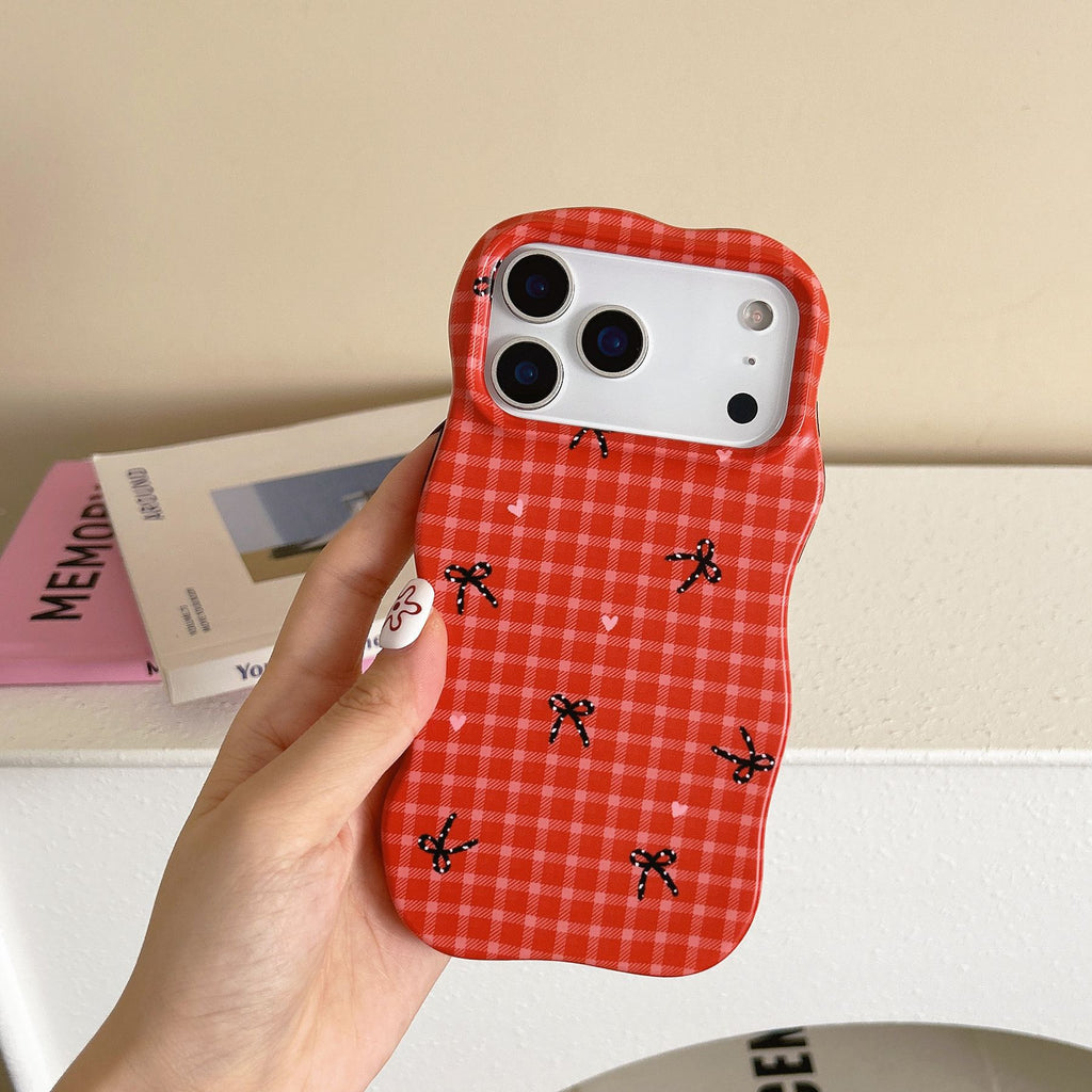 Plaid Rouge Bowknot Téléphone Case Film