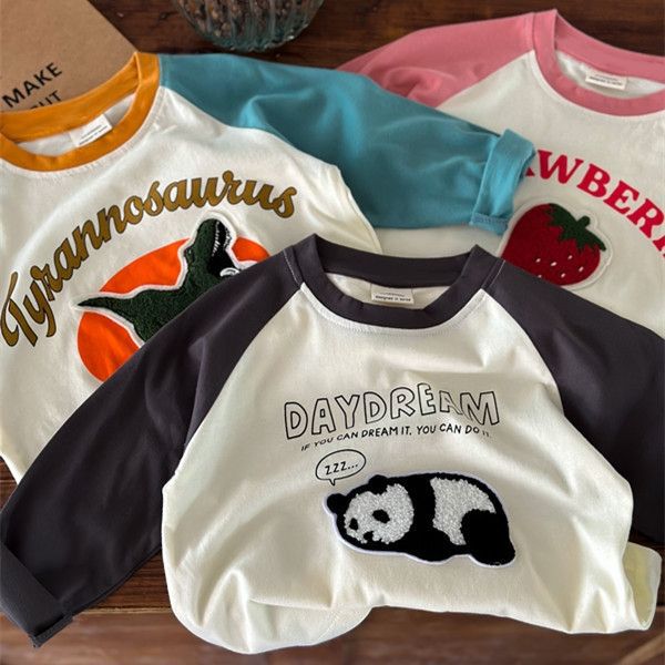 T-shirt en coton printemps et automne pour enfants Manche longue garçon