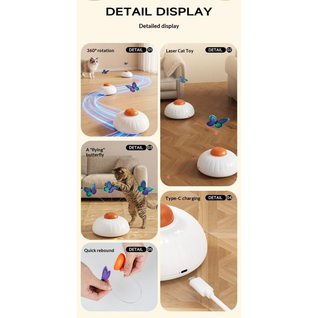 Jouet électrique interactif de baguette de chat papillon