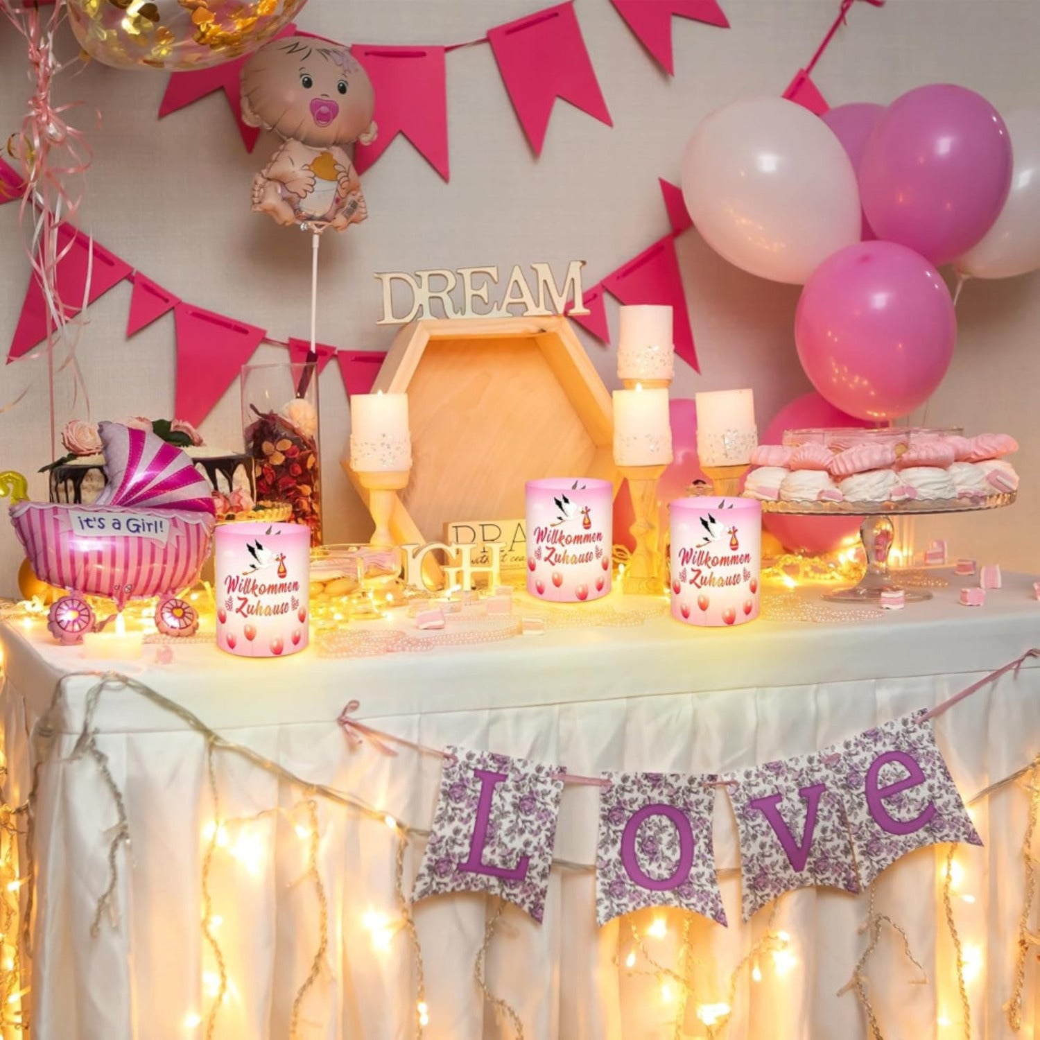 Ensemble de 12 Lanternes Décorations de table: Accueil Bienvenue