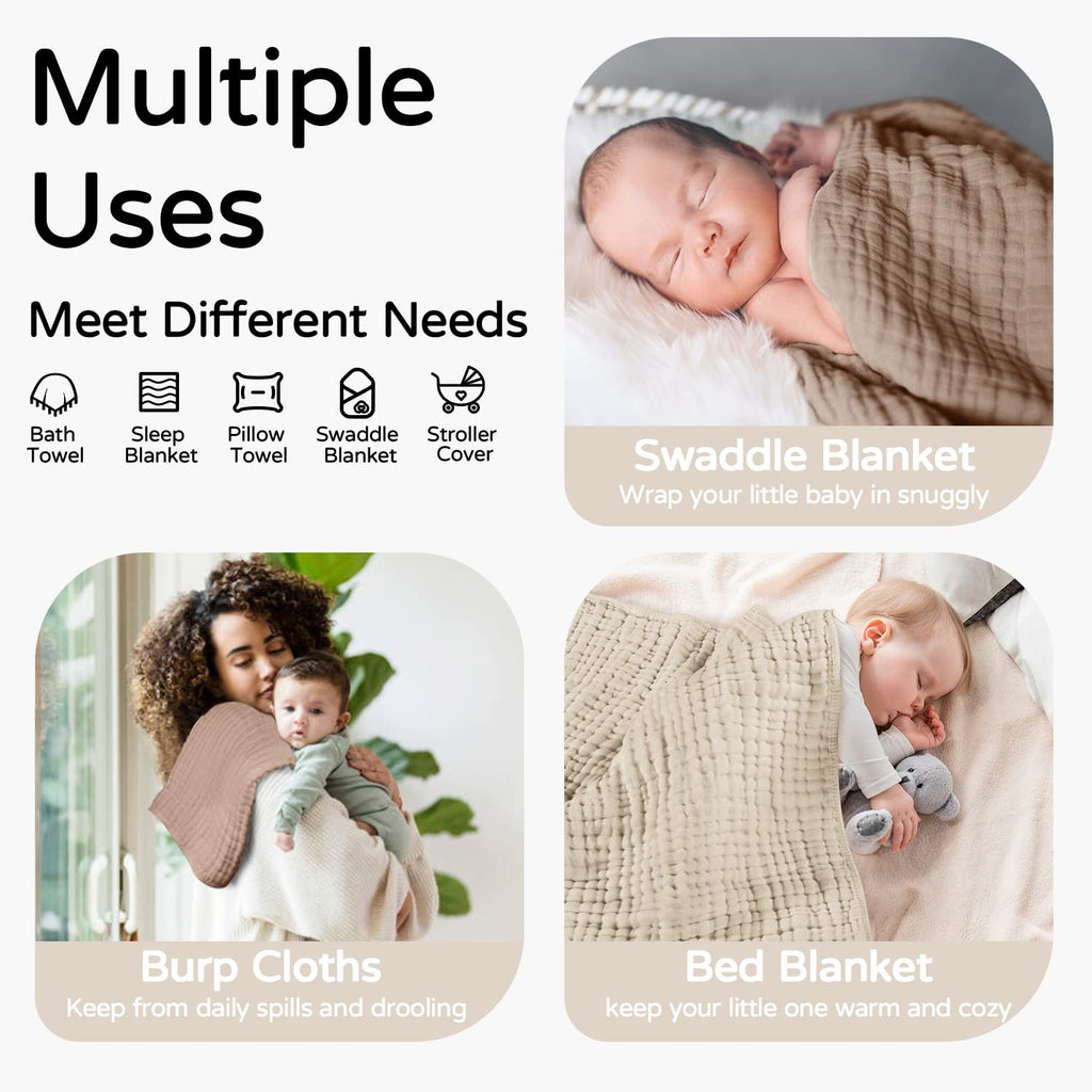 Serviettes à capuche pour bébé pour nouveau-né Muslin coton Serviette de bain pour bébé avec capot pour bébés