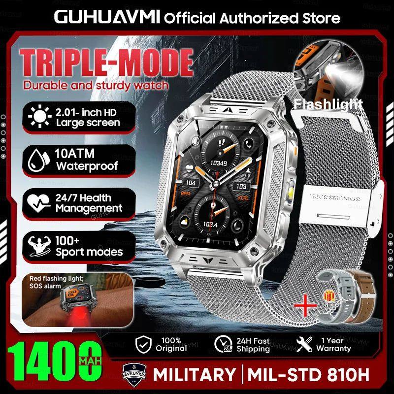 Batterie militaire 1400mAh montre intelligente avec lampe de poche LED