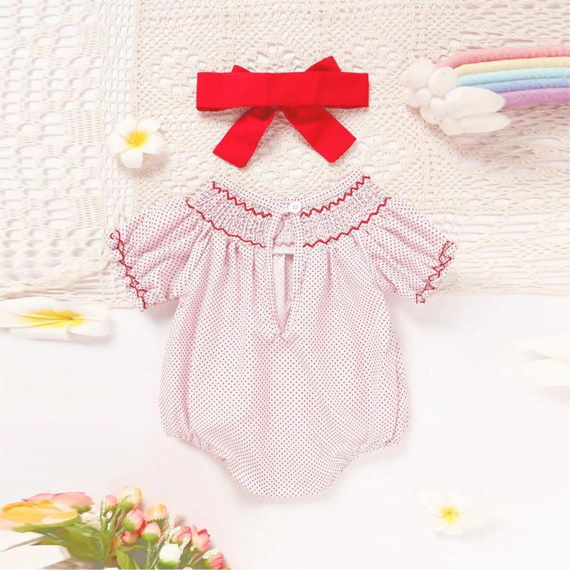 Romper rose à manches courtes de bébé fille
