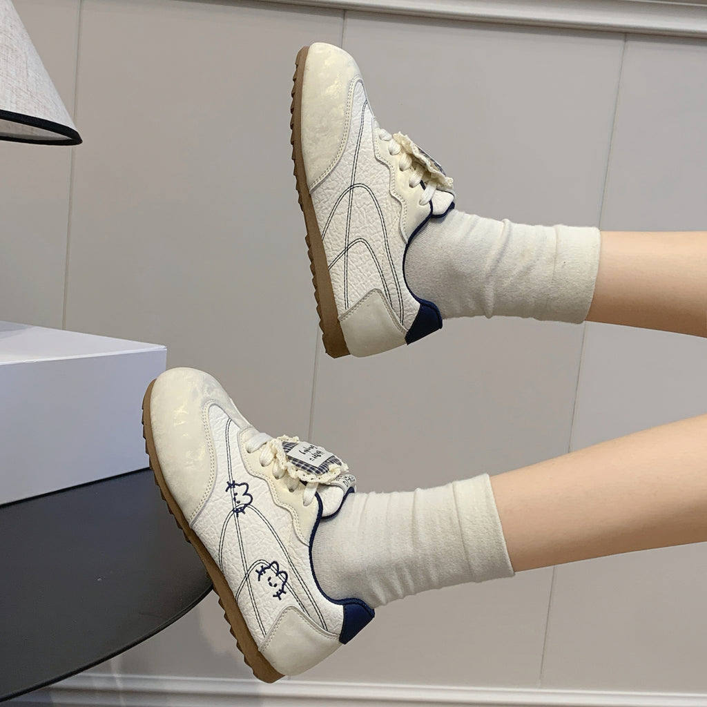 Automne Femmes Léger Polyvalent Allemand Trainer Sneakers Stylish Plat Casual White Skate S