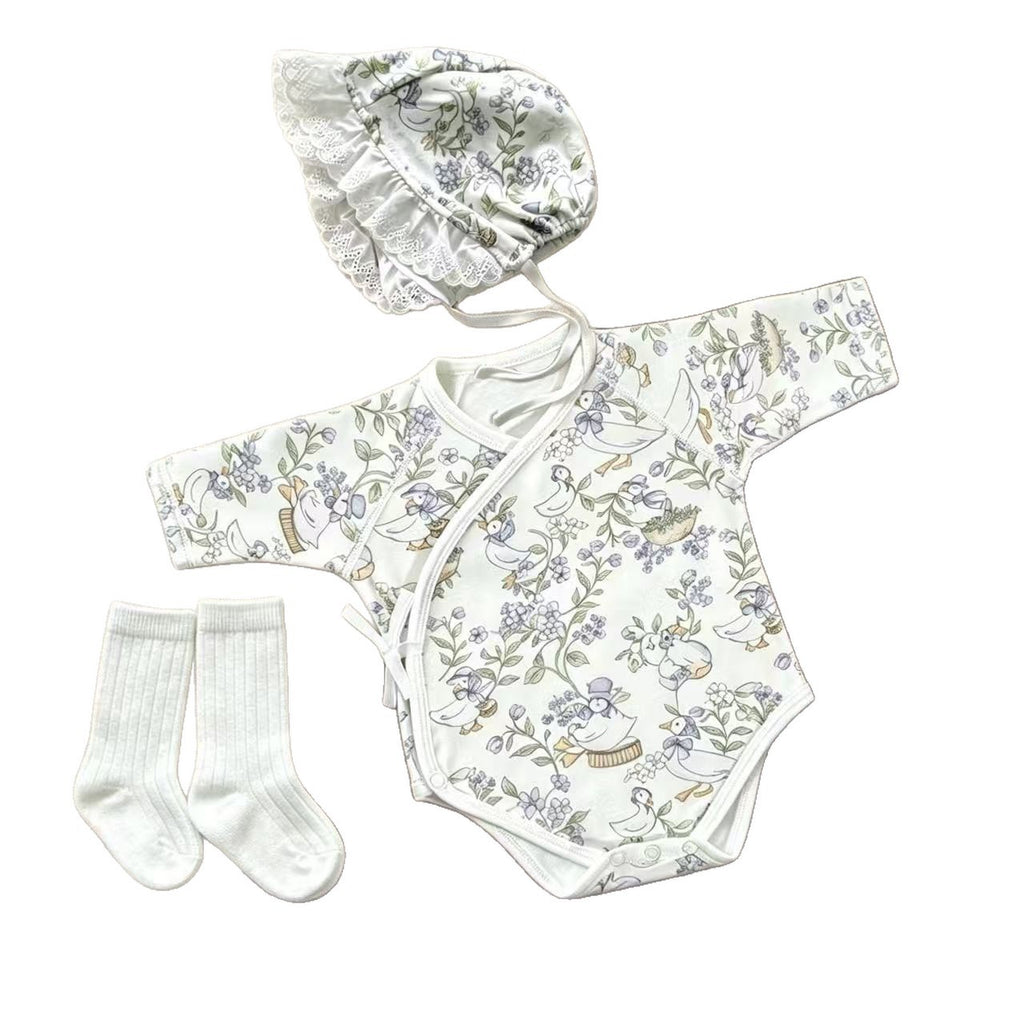 Romper à manches longues en coton pur quatre saisons pour bébés Et