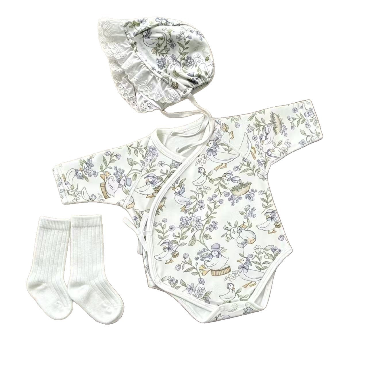 Romper à manches longues en coton pur quatre saisons pour bébés Et
