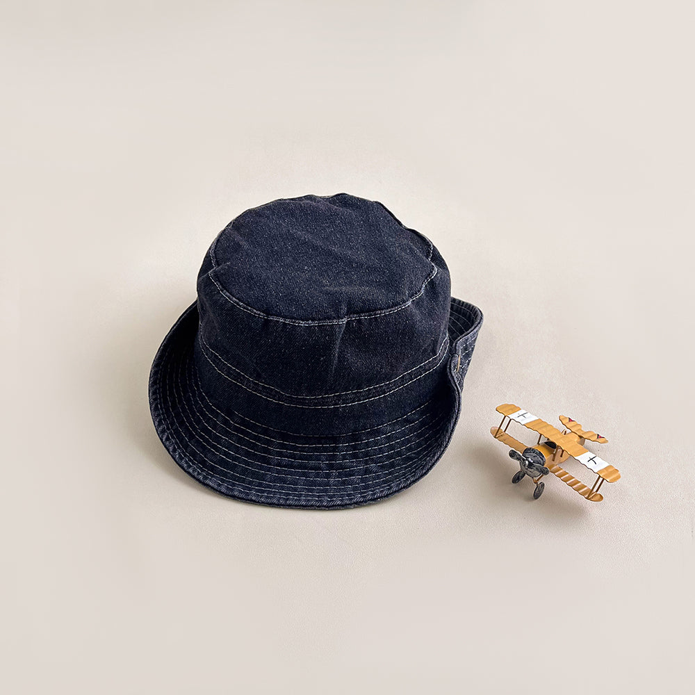 Chapeau de pêcheur denim lavé rétro avec bord réglable pour la protection solaire
