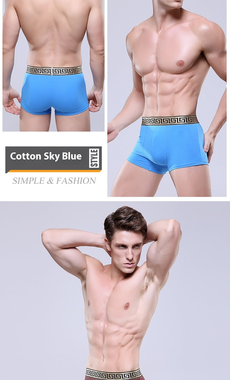 Slips de boxer en coton pour homme Casual Solid Color Four Corners