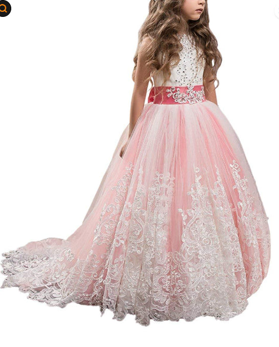Europe et États-Unis Vêtements pour enfants Dentelle Robe de mariée