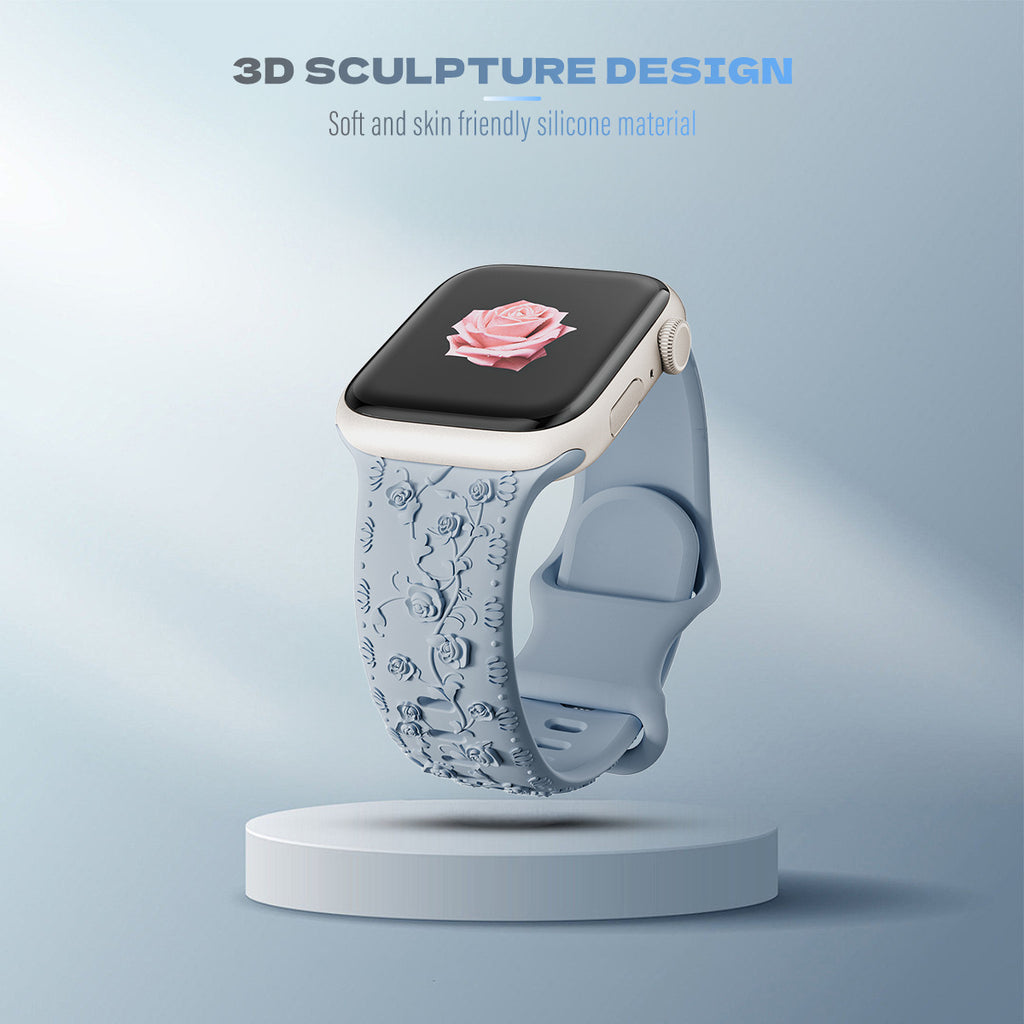 Bracelet de montre en silicone rose embossé