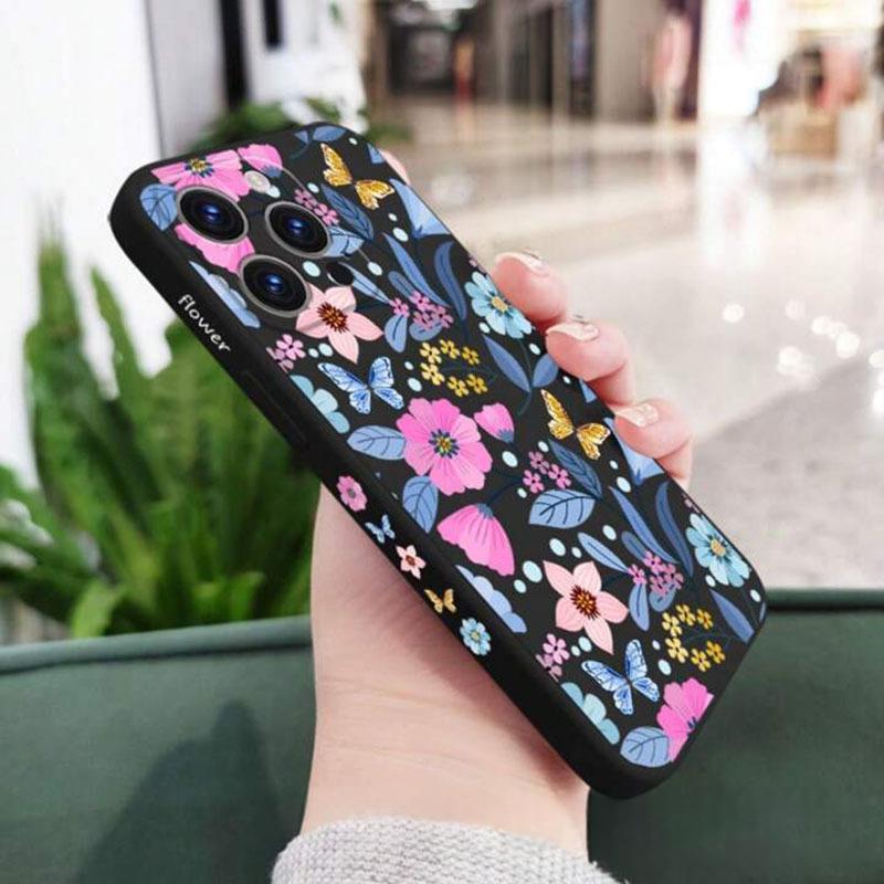 Étui téléphonique complet en silicone florel