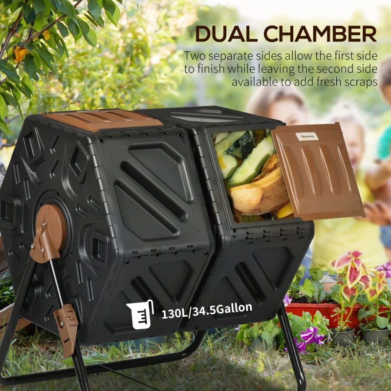 Double chambre Compost Tumbler Bin