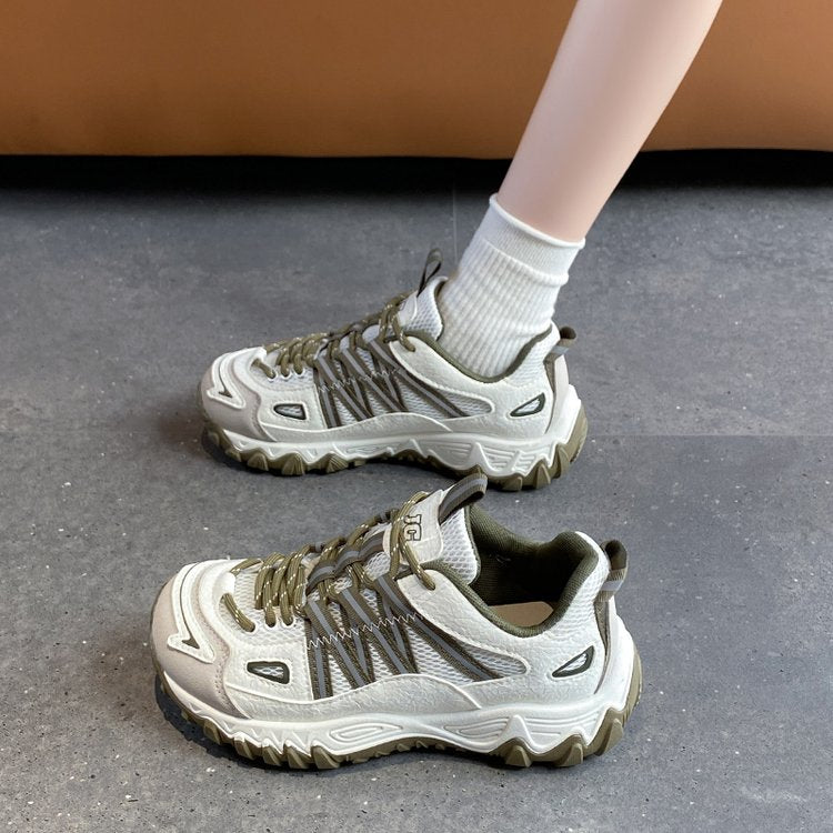 Retro Épaisseur Soled Papa Chaussures Polyvalent Couleur Bloqué Mesh Respirant Lightweight Mode Ca