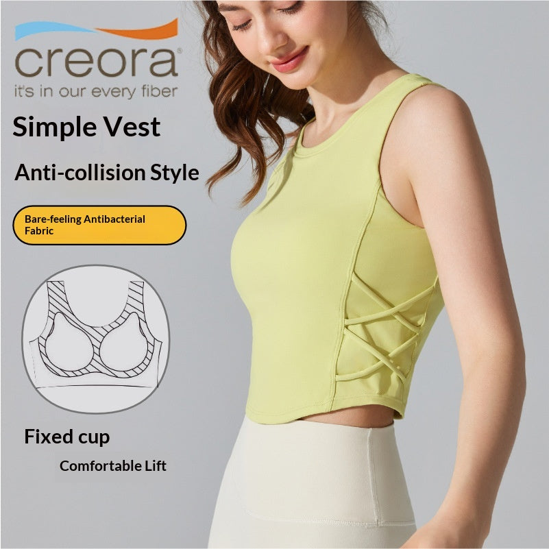 Veste de sport sans manches féminine pour la course et la condition physique avec soutien-gorge intégré