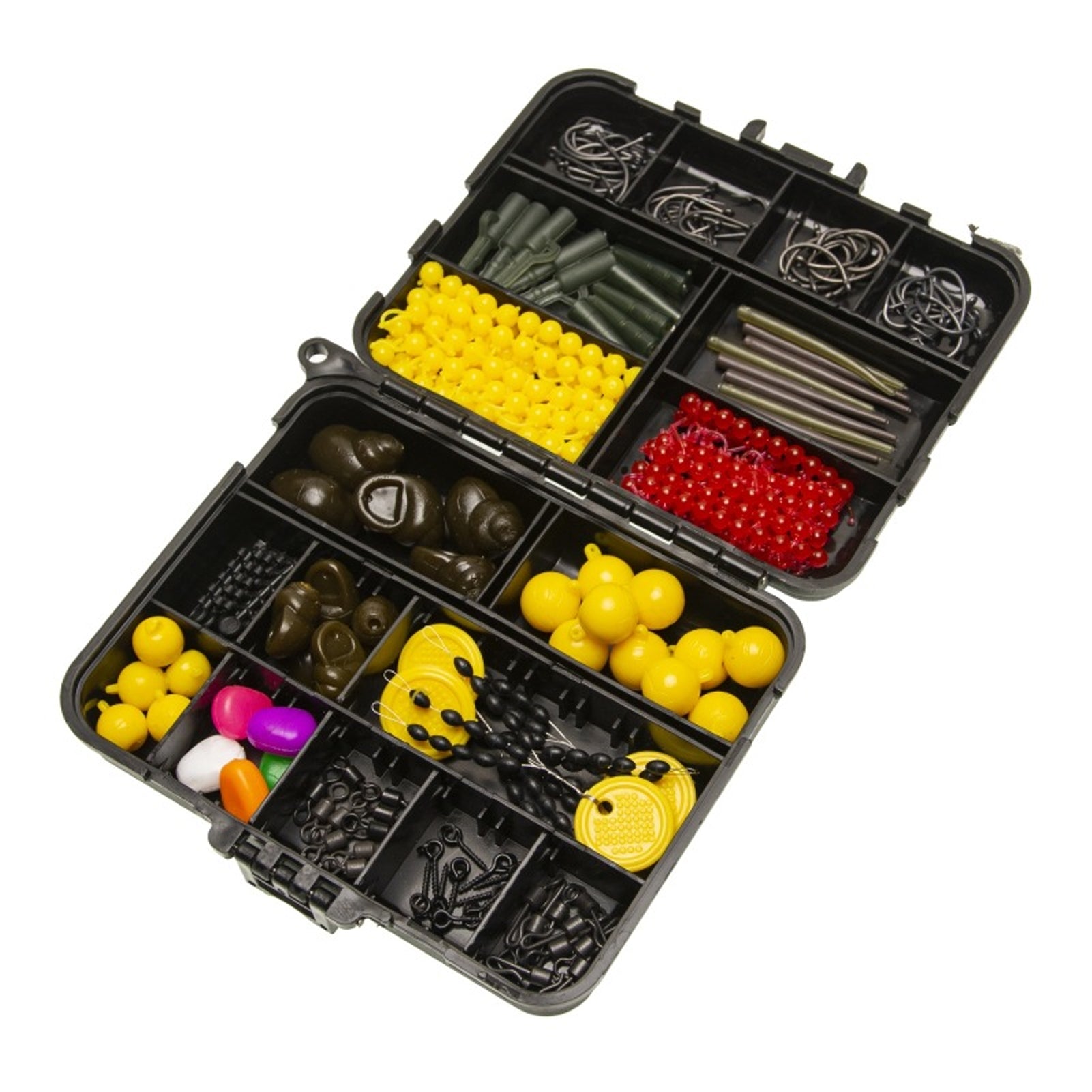 328pcs Kit d'équipement de pêche de la carpe Boîte de pêche de la carpe Inclure les pivots Baignoire Float Fishi