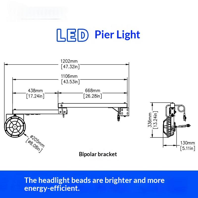 Projecteur de la tête de lampe rotative à bras flexible